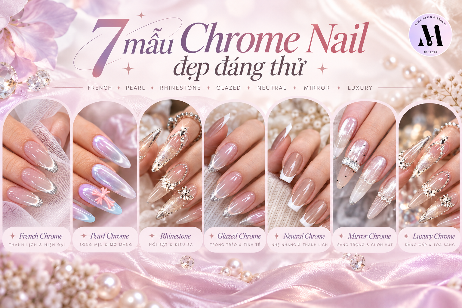 7 mẫu nails mắt mèo -Chrome Nail Designs