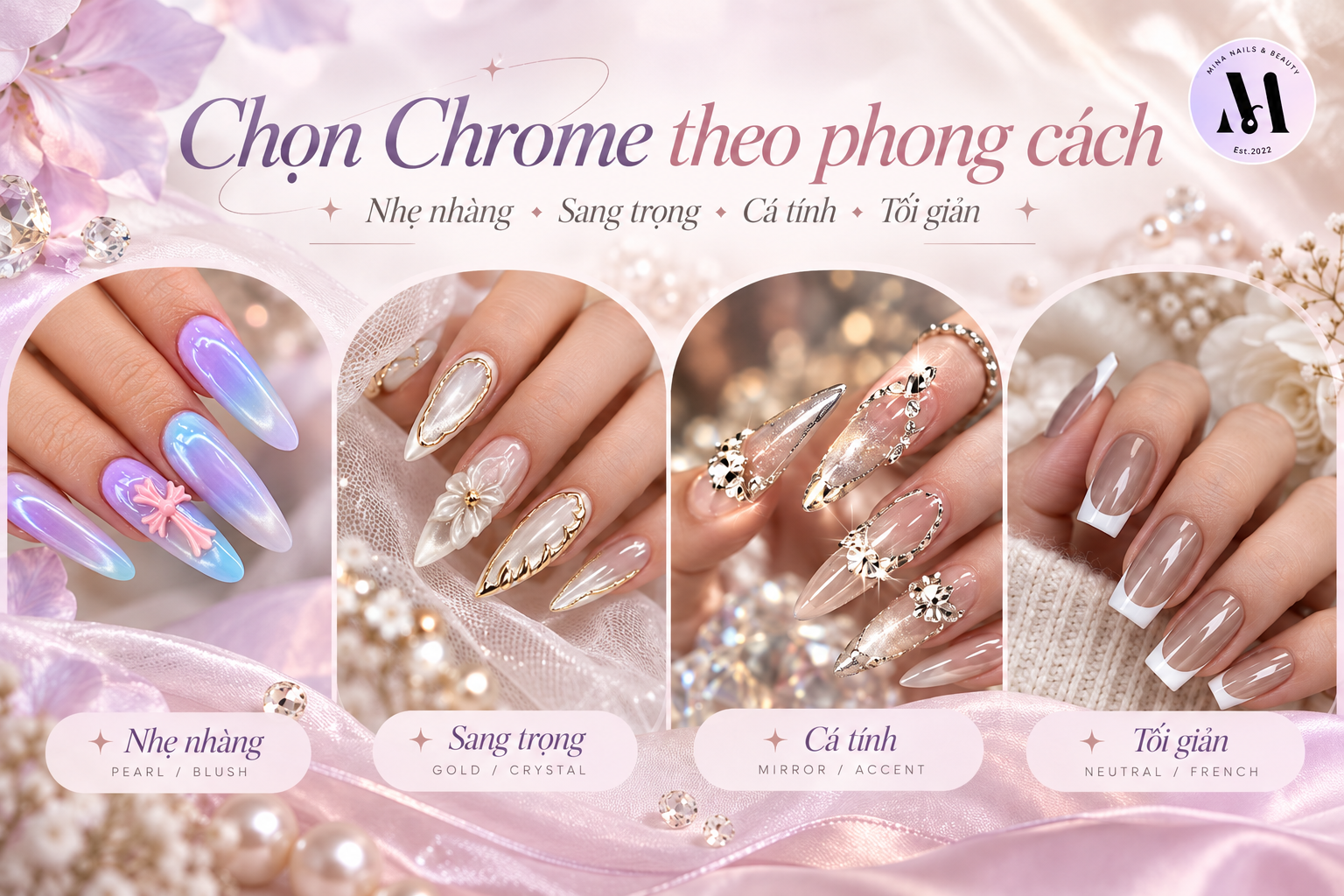 lựa chọn phong cách Chrome Nail Designs
